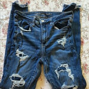 American Eagle Outfitters Blue Skinny Distressed Jeans